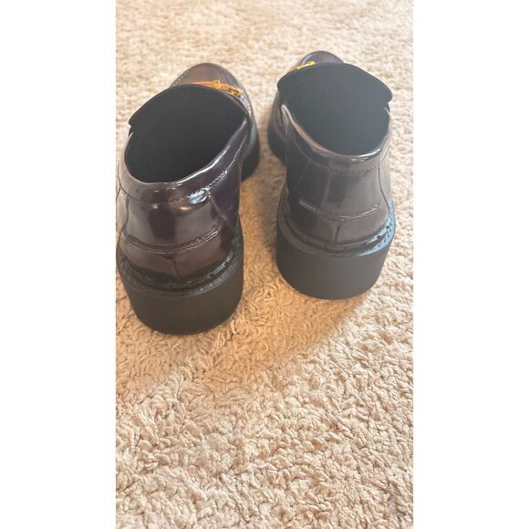 Zara Burgundy Patent Leather Penny Loafers Chunky Size 8 - Picture 6 of 6